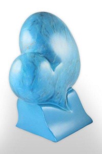 Blue heart custom cremation urn - side