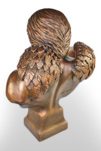 Memorial statue - back - custom cremation urn