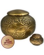Florence Antiqued Brass Metal Urn - View 1 (Large and Keepsake)