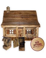 In the Woods Log Cabin and Outhouse Urns - View 1