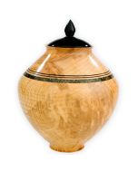 Turquoise Banded Maple Wooden Urn - View 1