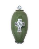 Emerald Isle Silver Ceramic Urn - View 1