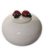 Lady Bug Ivory Ceramic Urn - View 1