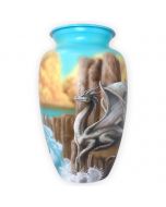 Valahd White Dragon Metal Urn - View 1