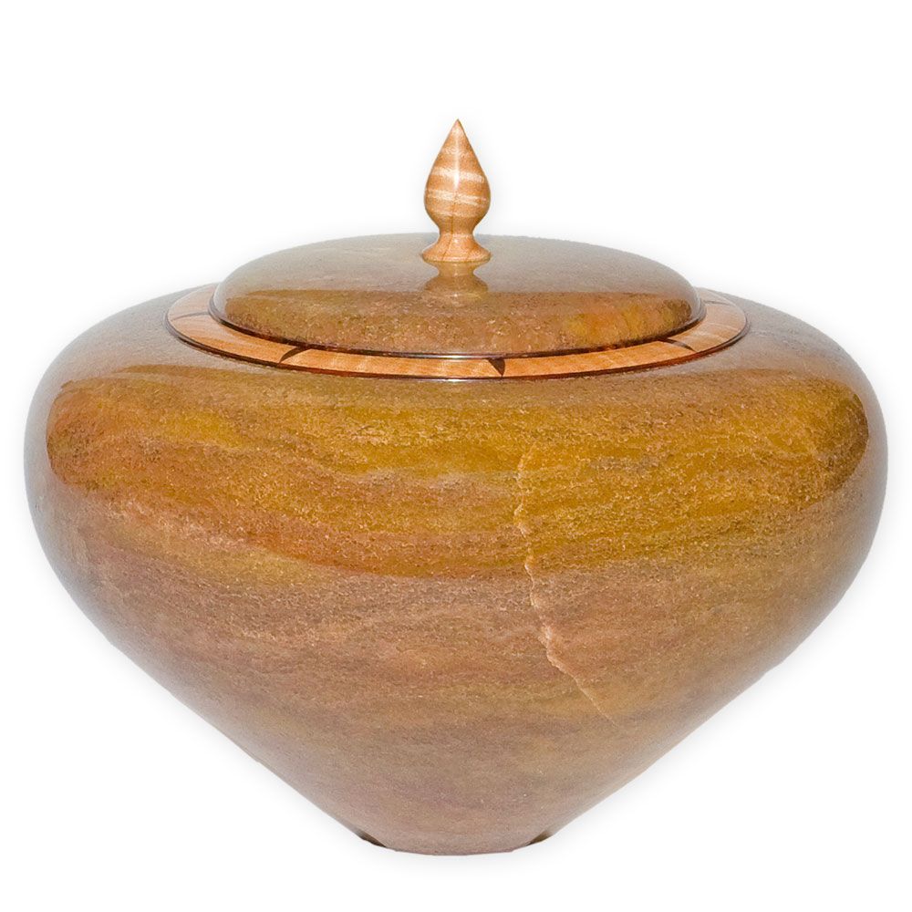 Desert Sand Polished Marble Decorative Cremation Urn with Lid 