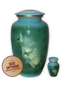 Butterflies in Flight Metal Urn - View 1 (Adult and Keepsake)