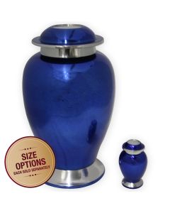 Blue Sapphire Metal Urn - View 1 (Adult and Keepsake)