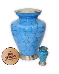 Serenity Blue Metal Urn - View 1 (Adult and Keepsake)