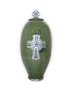 Emerald Isle Silver Ceramic Urn - View 1