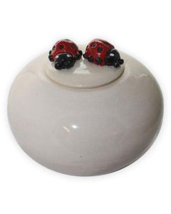 Lady Bug Ivory Ceramic Urn - View 1