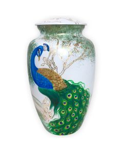 Yasmin Peacock Metal Urn - View 1
