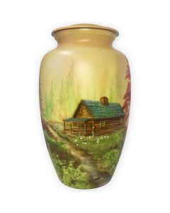 Mountain Retreat Log Cabin Metal Urn - View 1