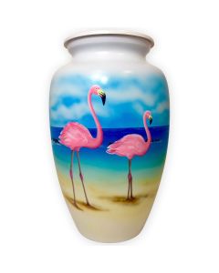 Pink Flamingos Metal Urn - View 1